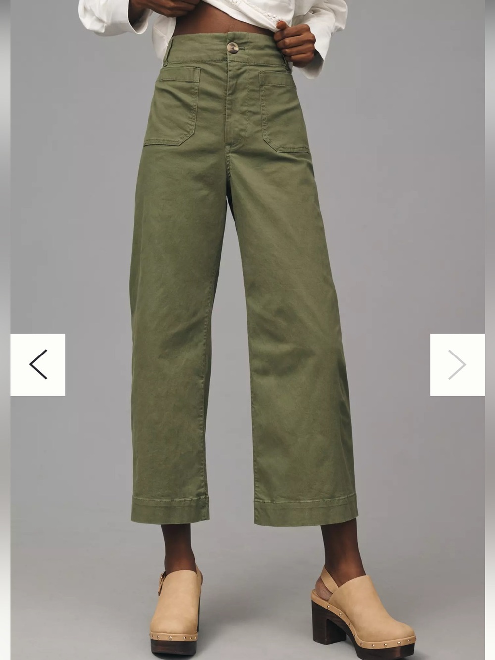 Anthropologie Maeve Colette Twill Crop Wide-Leg Pants Green size 2